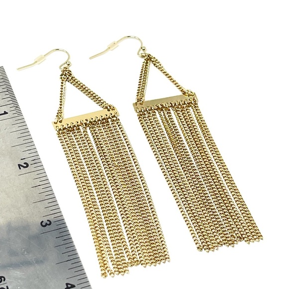 New Free People Bohemian Gold Fringe Earrings - Picture 4 of 4